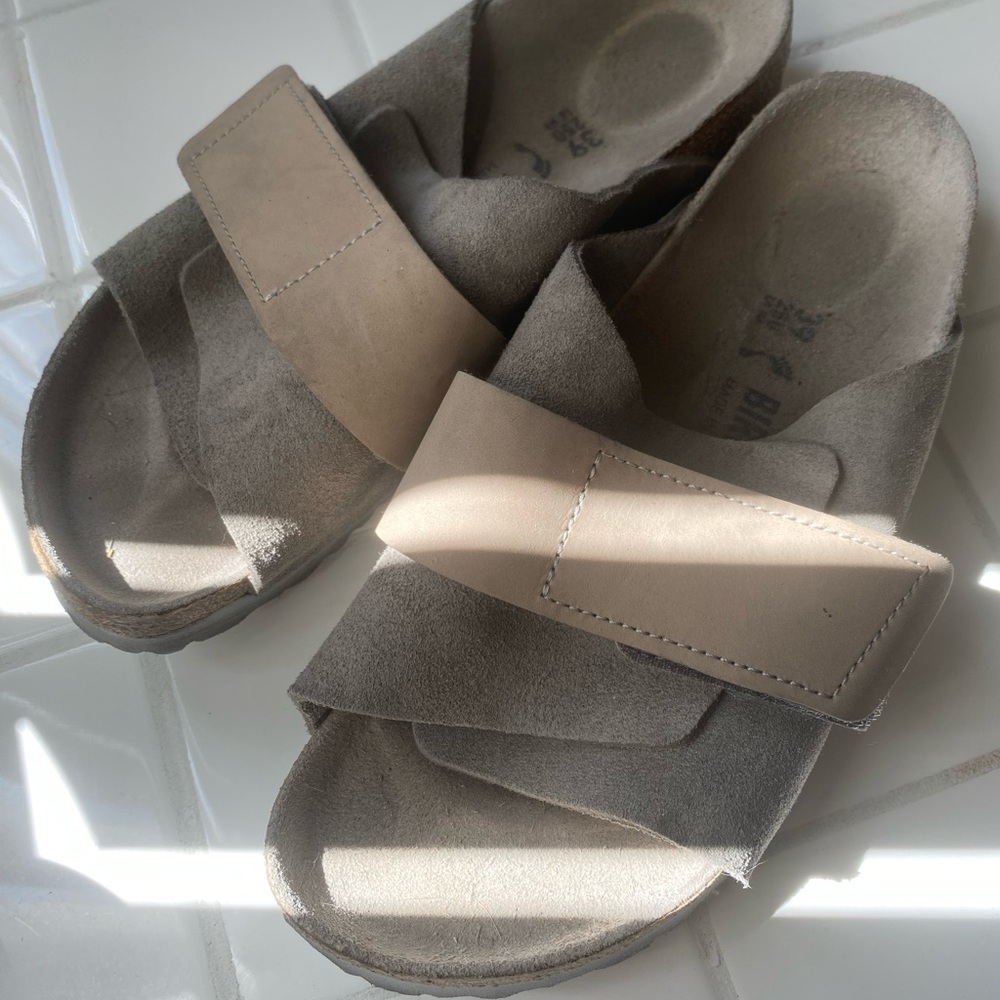 Birkenstock Beige Suede Slip-On Sandals